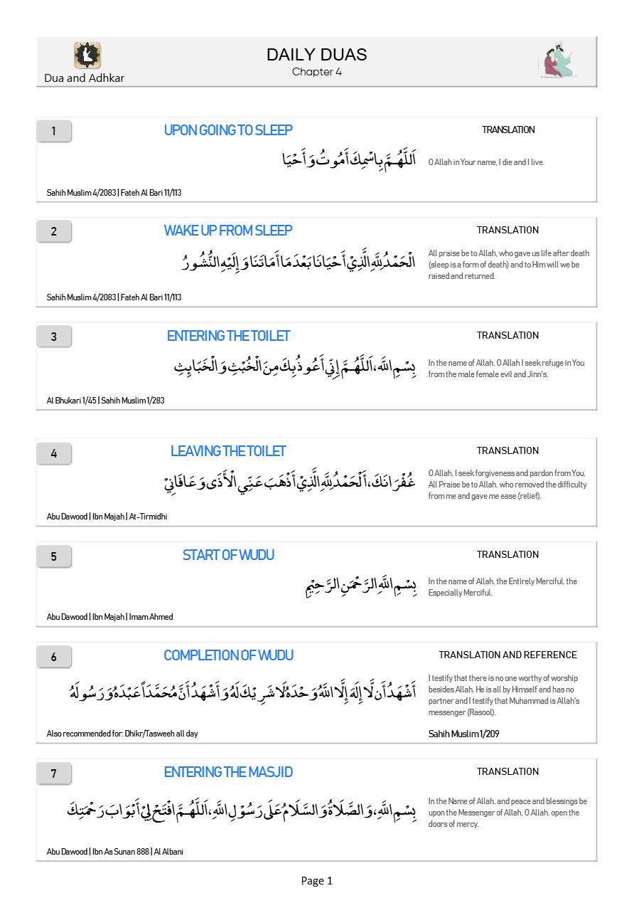 Daily Essential Duas